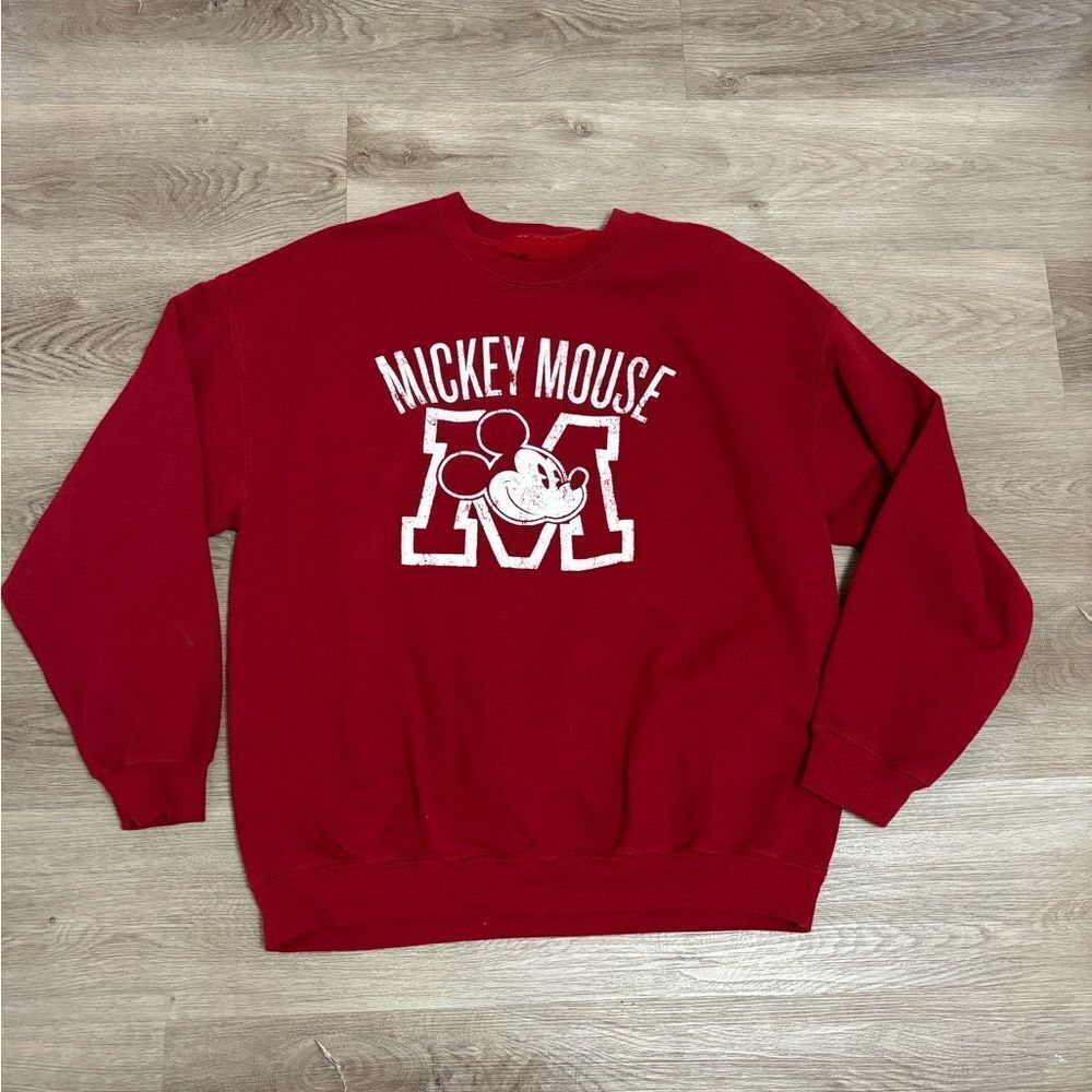Disney Mickey Mouse Red Crew Neck Sweater